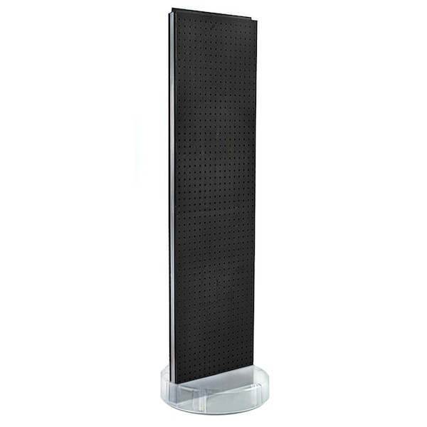 2 Sided- Black Pegboard Floor Display On A Revolving Round Studio Base